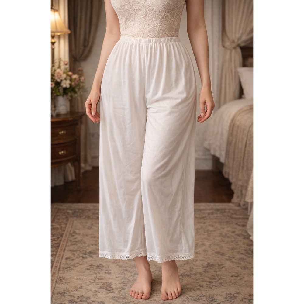 Sears Vintage Beige Elastic Waist Pull On Straight Leg Pants Sz M